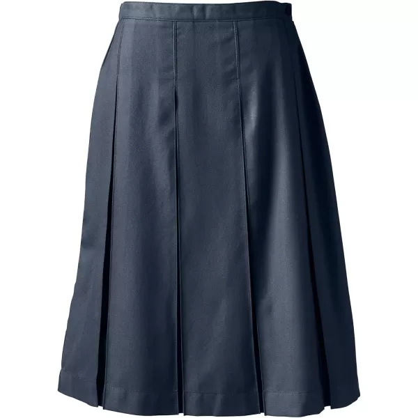 Lands End School Uniform Womens Solid Box Pleat Skirt Below The KneeClassic Navy