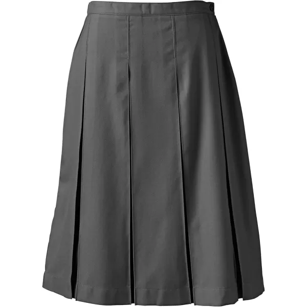 Lands End School Uniform Womens Solid Box Pleat Skirt Below The KneeGray