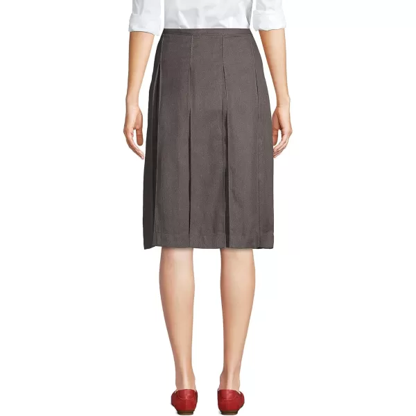 Lands End School Uniform Womens Solid Box Pleat Skirt Below The KneeGray