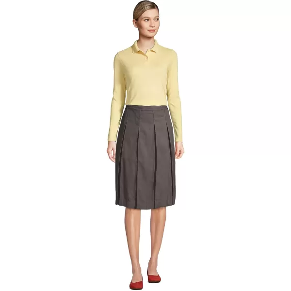 Lands End School Uniform Womens Solid Box Pleat Skirt Below The KneeGray