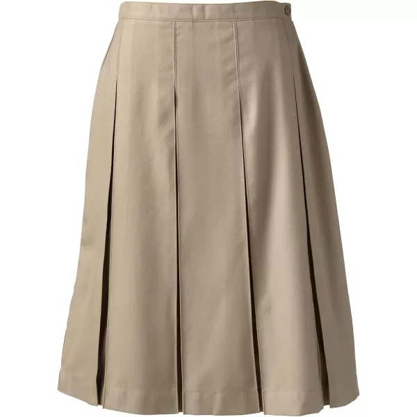 Lands End School Uniform Womens Solid Box Pleat Skirt Below The KneeKhaki