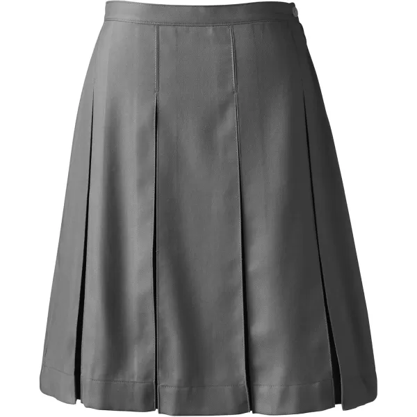 Lands End School Uniform Womens Solid Box Pleat Skirt Top of KneeGray