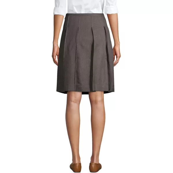 Lands End School Uniform Womens Solid Box Pleat Skirt Top of KneeGray