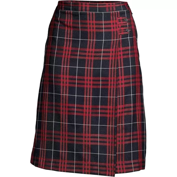 Lands End School Uniform Young Womens Plaid Aline Skirt Below The KneeClassic Navy Large Plaid