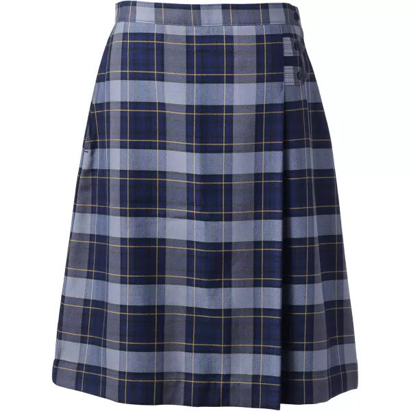 Lands End School Uniform Young Womens Plaid Aline Skirt Below The KneeClassic Navy Plaid