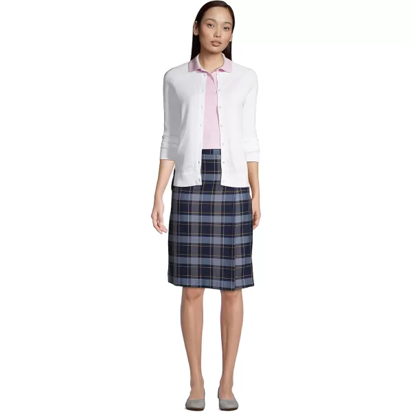 Lands End School Uniform Young Womens Plaid Aline Skirt Below The KneeClassic Navy Plaid