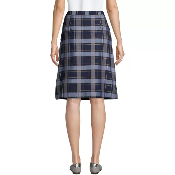 Lands End School Uniform Young Womens Plaid Aline Skirt Below The KneeClassic Navy Plaid