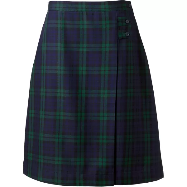 Lands End School Uniform Young Womens Plaid Aline Skirt Below The KneeClassic Navyevergreen Plaid