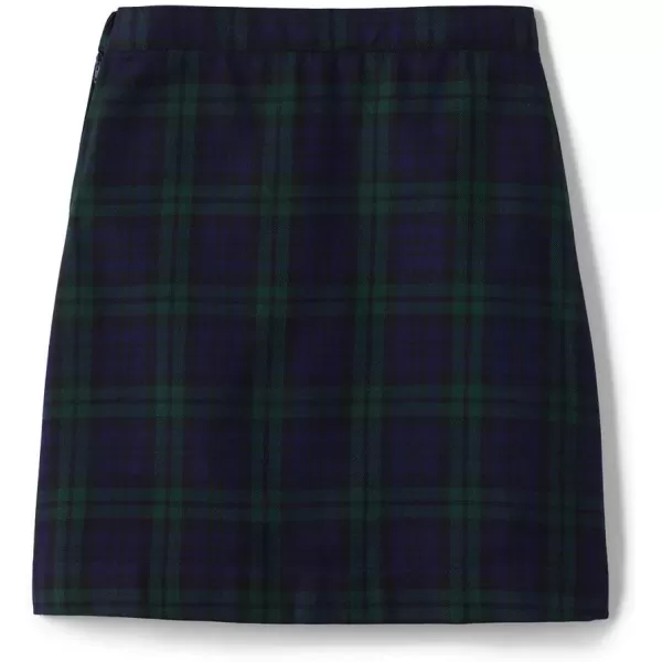 Lands End School Uniform Young Womens Plaid Aline Skirt Below The KneeClassic Navyevergreen Plaid