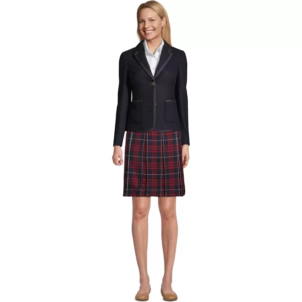 Lands End School Uniform Young Womens Plaid Box Pleat Skirt Top of The KneeClassic Navy Large Plaid