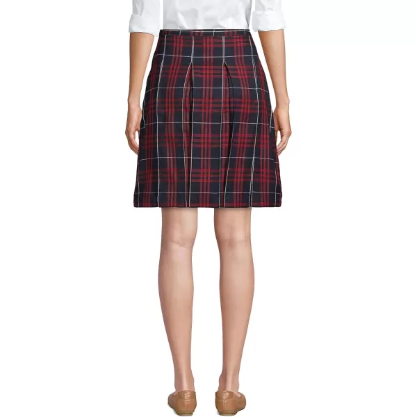 Lands End School Uniform Young Womens Plaid Box Pleat Skirt Top of The KneeClassic Navy Large Plaid