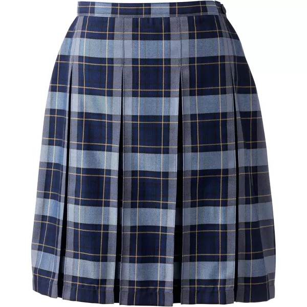 Lands End School Uniform Young Womens Plaid Box Pleat Skirt Top of The KneeClassic Navy Plaid