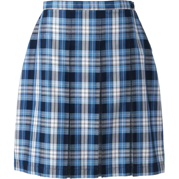 Lands End School Uniform Young Womens Plaid Box Pleat Skirt Top of The KneeClear Blue Plaid