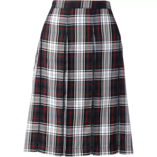 Lands End School Uniform Young Womens Plaid Box Pleat Skirt Top of The KneeEvergreenWhite Plaid