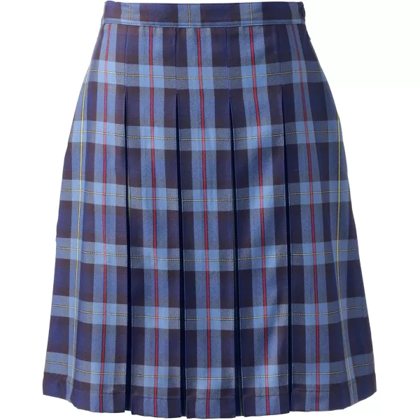 Lands End School Uniform Young Womens Plaid Box Pleat Skirt Top of The KneeFrench Blue Plaid