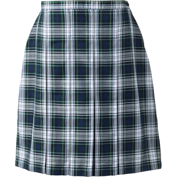 Lands End School Uniform Young Womens Plaid Box Pleat Skirt Top of The KneeWhite Plaid