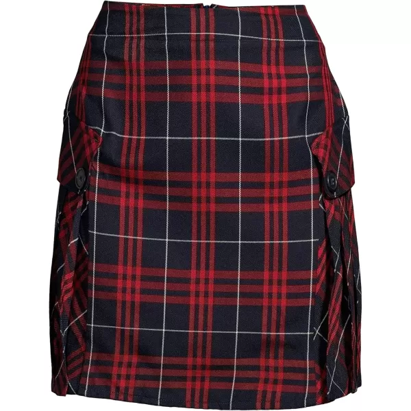 Lands End School Uniform Young Womens Side Pleat Plaid Skort Above The KneeClassic Navy Large Plaid