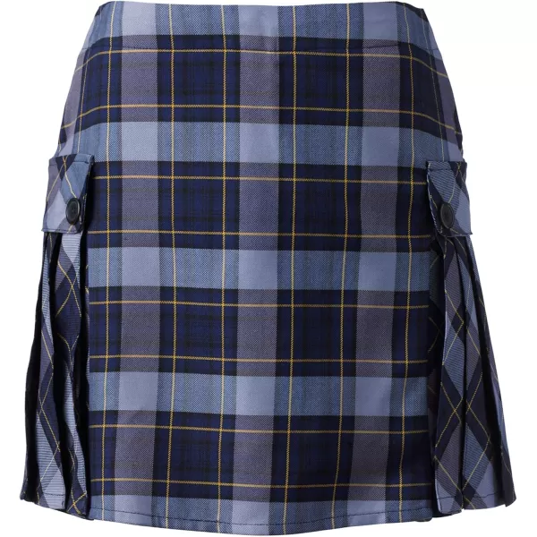 Lands End School Uniform Young Womens Side Pleat Plaid Skort Above The KneeClassic Navy Plaid