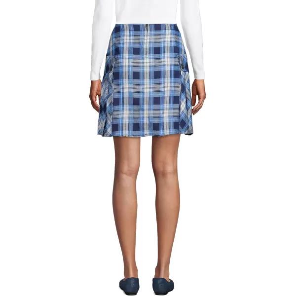 Lands End School Uniform Young Womens Side Pleat Plaid Skort Above The KneeClear Blue Plaid