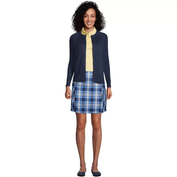 Lands End School Uniform Young Womens Side Pleat Plaid Skort Above The KneeClear Blue Plaid