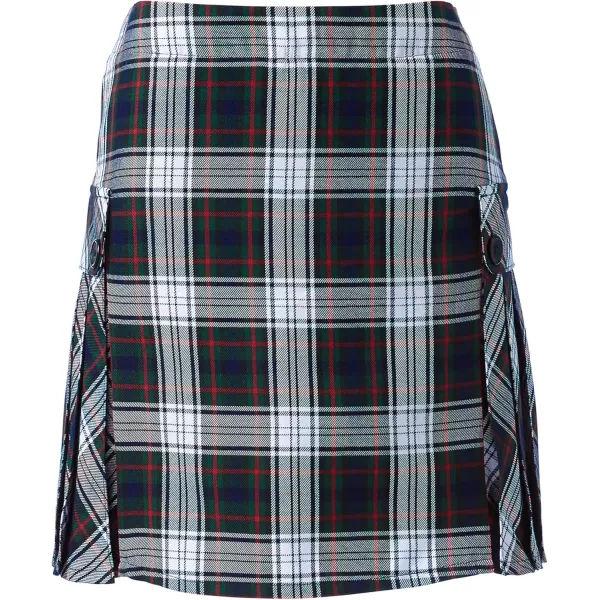 Lands End School Uniform Young Womens Side Pleat Plaid Skort Above The KneeEvergreenWhite Plaid