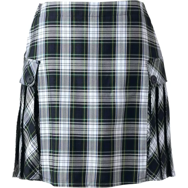 Lands End School Uniform Young Womens Side Pleat Plaid Skort Above The KneeWhite Plaid