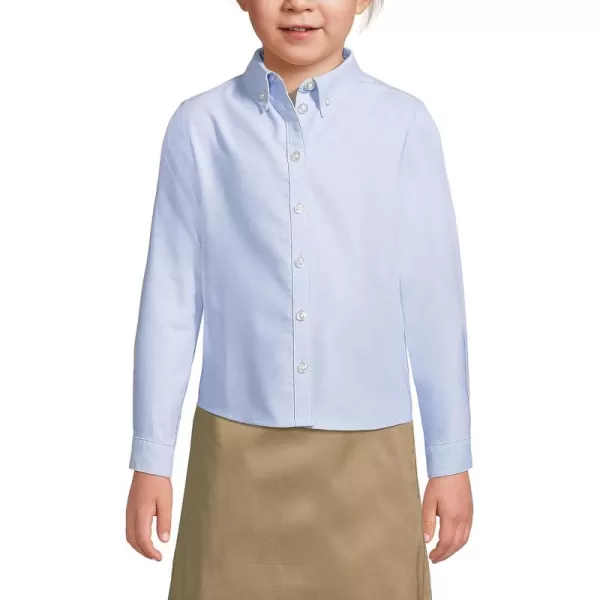 Lands End School Uniform Girls Long Sleeve Oxford Dress ShirtBlue