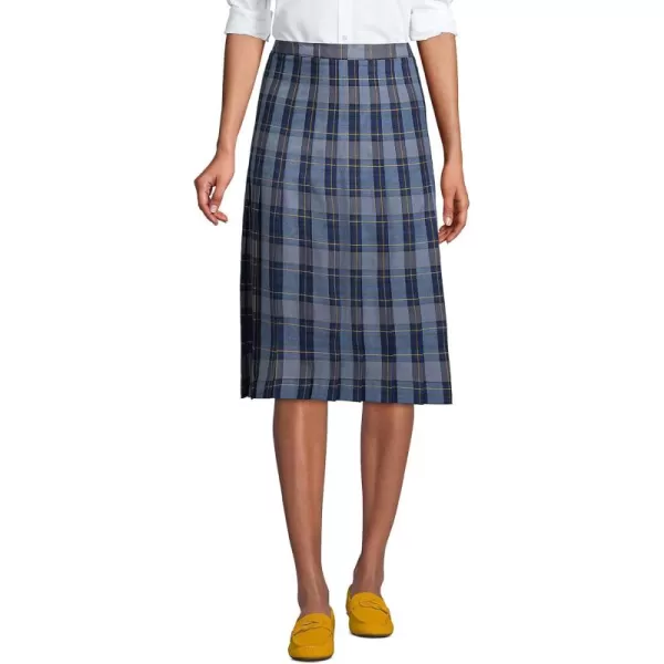 Lands End School Uniform Womens Plaid Pleated Skirt Below The KneeClassic Navy Plaid