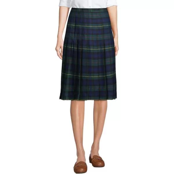 Lands End School Uniform Womens Plaid Pleated Skirt Below The KneeHunterClassic Navy Plaid