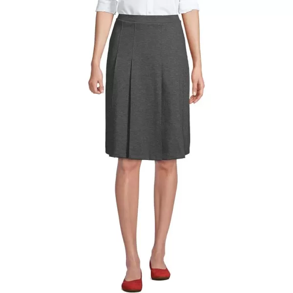 Lands End School Uniform Womens Ponte Pleat SkirtCharcoal Heather