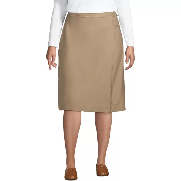 Lands End School Uniform Womens Solid Aline Skirt Below The KneeKhaki