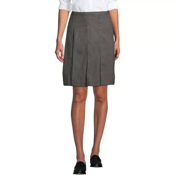 Lands End School Uniform Womens Solid Box Pleat Skirt Above KneeGray