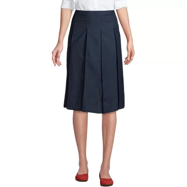 Lands End School Uniform Womens Solid Box Pleat Skirt Below The KneeClassic Navy