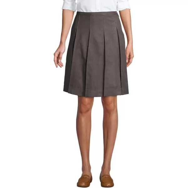 Lands End School Uniform Womens Solid Box Pleat Skirt Top of KneeGray