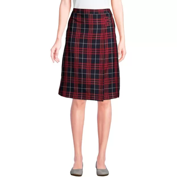 Lands End School Uniform Young Womens Plaid Aline Skirt Below The KneeClassic Navy Large Plaid