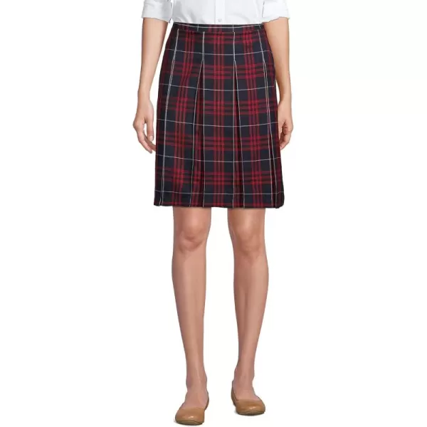 Lands End School Uniform Young Womens Plaid Box Pleat Skirt Top of The KneeClassic Navy Large Plaid