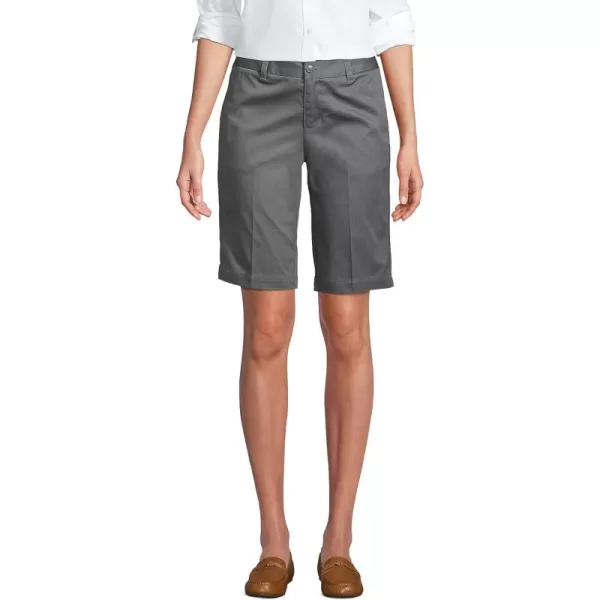 Lands End School Uniform Young Womens Plain Front Blend Chino ShortsArctic Gray