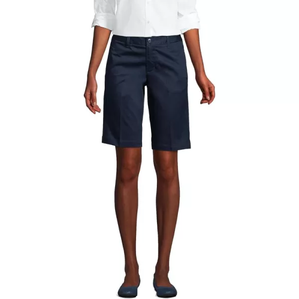 Lands End School Uniform Young Womens Plain Front Blend Chino ShortsClassic Navy