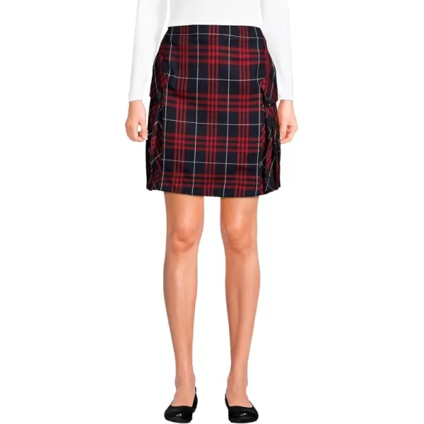 Lands End School Uniform Young Womens Side Pleat Plaid Skort Above The KneeClassic Navy Large Plaid