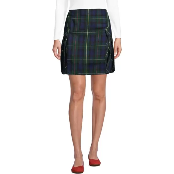 Lands End School Uniform Young Womens Side Pleat Plaid Skort Above The KneeHunterClassic Navy Plaid