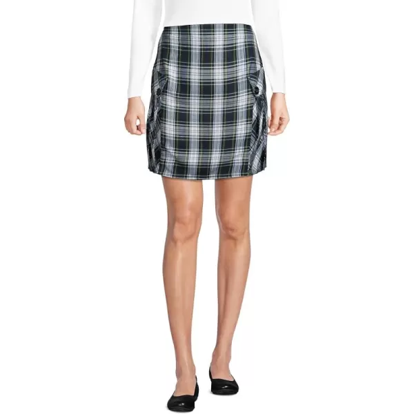 Lands End School Uniform Young Womens Side Pleat Plaid Skort Above The KneeWhite Plaid