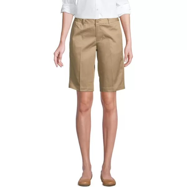 Lands End School Uniform Young Womens Tall Plain Front Blend Chino ShortsKhaki