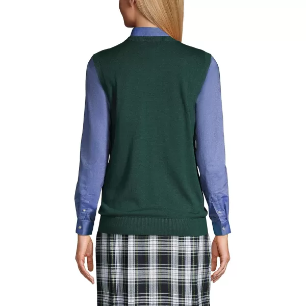 Lands End School Uniform Womens Cotton Modal Fine Gauge Sweater VestEvergreen