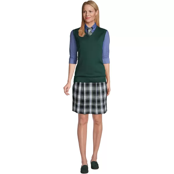 Lands End School Uniform Womens Cotton Modal Fine Gauge Sweater VestEvergreen