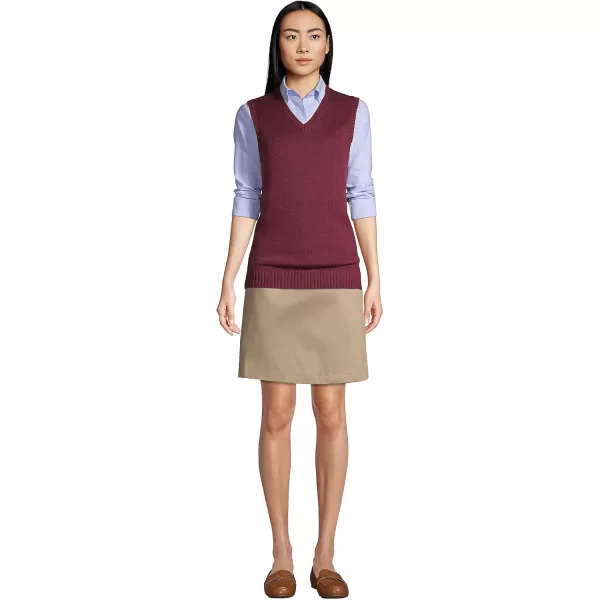 Lands End School Uniform Womens Cotton Modal Sweater VestBurgundy