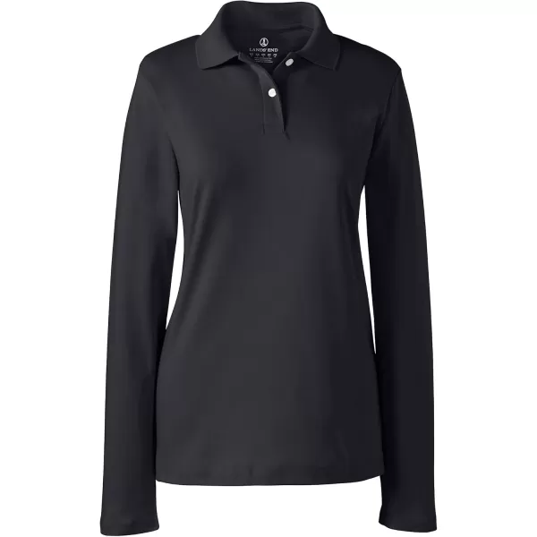 Lands End School Uniform Womens Long Sleeve Feminine Fit Interlock Polo ShirtBlack