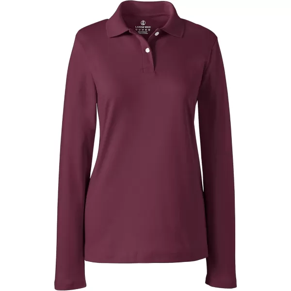 Lands End School Uniform Womens Long Sleeve Feminine Fit Interlock Polo ShirtBurgundy