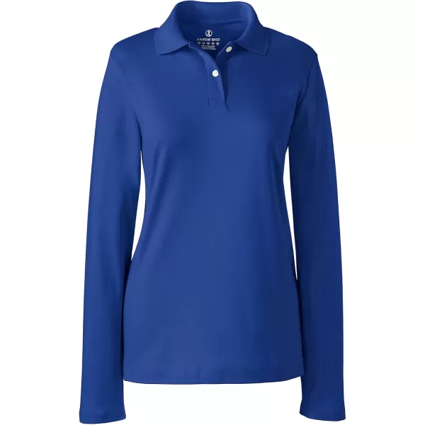 Lands End School Uniform Womens Long Sleeve Feminine Fit Interlock Polo ShirtCobalt