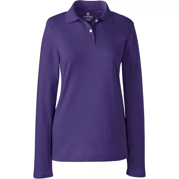 Lands End School Uniform Womens Long Sleeve Feminine Fit Interlock Polo ShirtDeep Purple