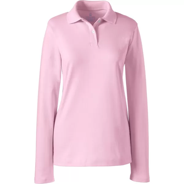 Lands End School Uniform Womens Long Sleeve Feminine Fit Interlock Polo ShirtIce Pink